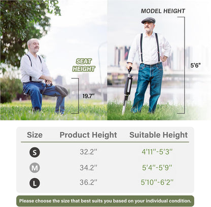 STEP2GOLD Ta-Da Chair Series 2- Portable Walking Stick, Cane with Seat, Foldable Chair, Hiking Stick, for Camping, Hiking, Lightweight Aluminum, Easy Carry, Anti-Slip