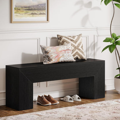 Tribesigns 47'' Wooden Entryway Bench, Farmhouse Entry Bench Seat, Indoor End of Bed Bench with Storage Capability for Living Room, Bedroom, Hallway, Easy Assembly, Black