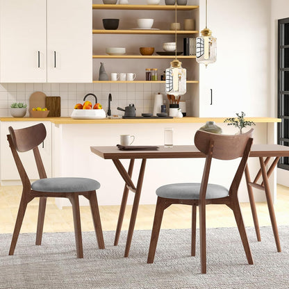 KOTEK Dining Chairs Set of 4, Mid Century Modern Kitchen Chairs with Rubber Wood Legs, Cushioned Seat, Curved Backrest, Wooden Side Chairs for Dining Room, Living Room