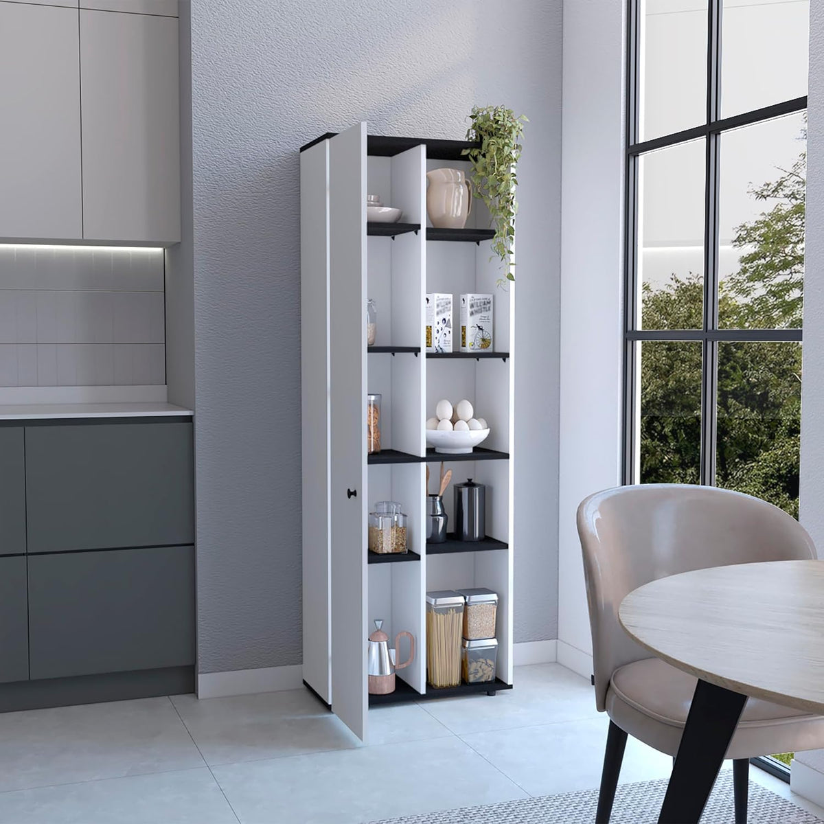 Kitchen Pantry Storage Cabinet with and Five Interior and Exterior Shelves,Storage Cabinet