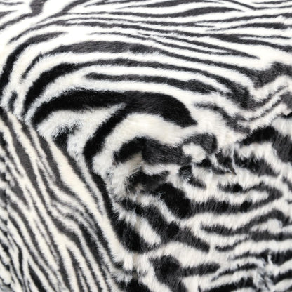 Luxe Faux Fur Storage Ottoman, Zebra Black/White, 15 x 15 x 15 in | Engineered Wood, Tool-Free Assembly, Modern Style, Seat And Footrest