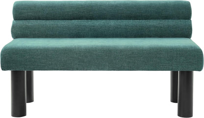 Christopher Knight Home Wally Fabric Upholstered Dining Bench, Long Dining Room Chair, Wooden Entryway Bench, Bedroom End of Bed Bench, Teal Green+Black