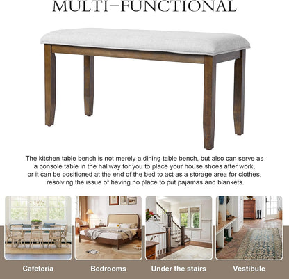 6-Piece Dining Table Set, 60inch to 78inch Extendable Wood Dining Table with Removable Leaf, Kitchen Table Set with 4 Upholstered Side Chair and Bench, Dining Table Set for 6 (Brown)