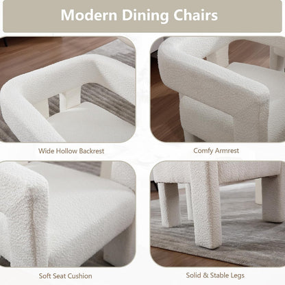 Tmsan Boucle Accent Chairs Set of 2, Modern Barrel Dining Chairs, Sherpa Armchair Comfy Upholstered Side Chair for Living Room Kitchen Reception (Beige, Set of 2)