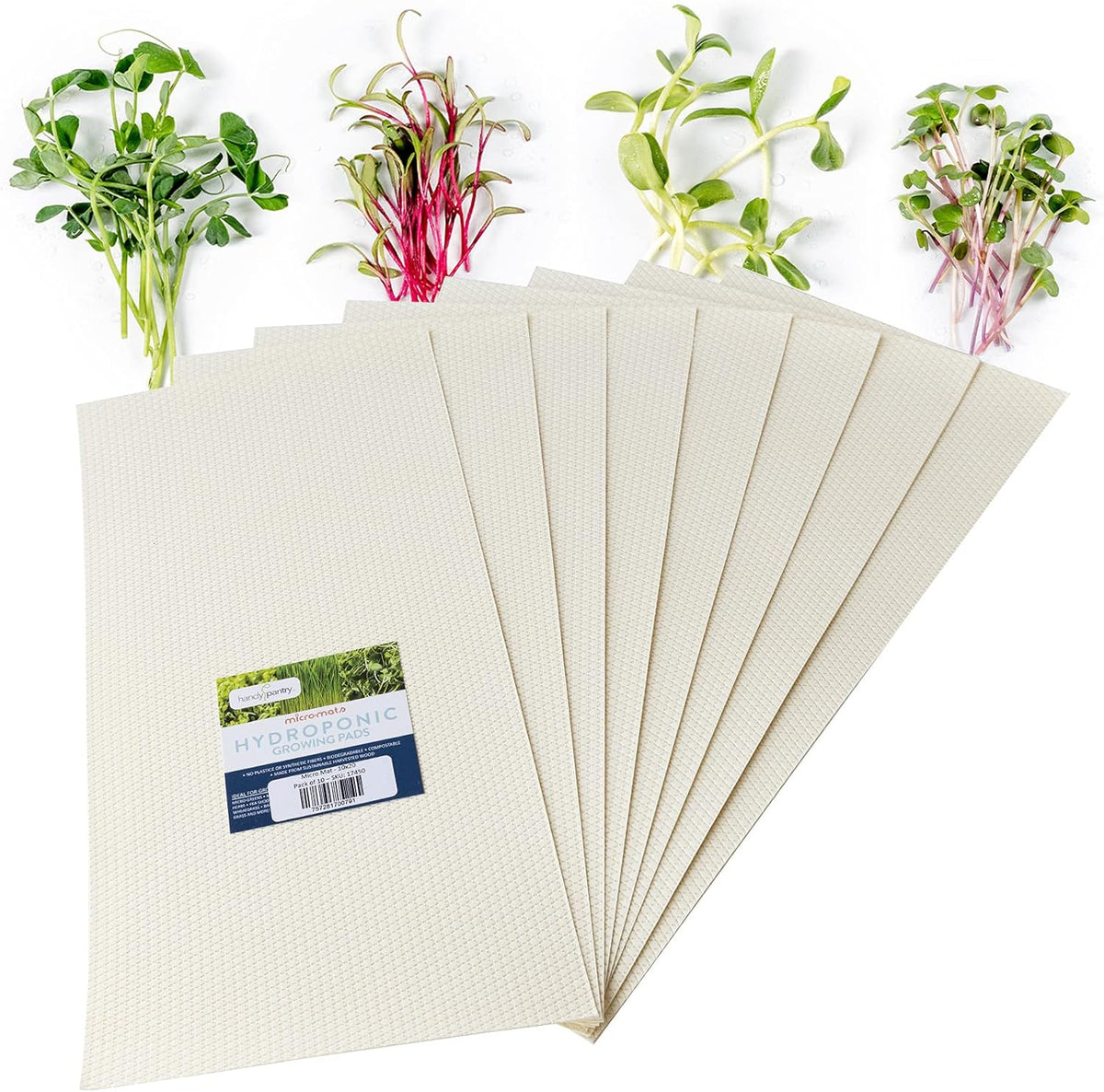 Micro-Mats Hydroponic Grow Pads - for Organic Production - 10 Pack - Plant & Seed Germination: Wheatgrass, Microgreens, More - for 20" x 10" Greenhouse Trays