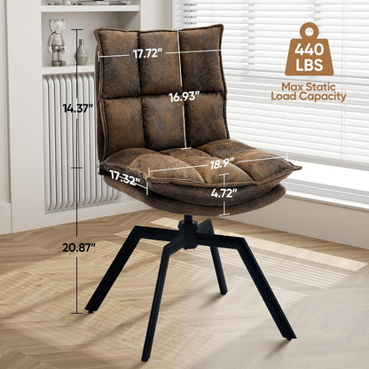 Swivel Dining Chairs Set 2,Mid-Century Modern PU Upholstered with 360°AUTO Swivel Metal Legs,Suitable for Dining Rooms, Living Rooms, and Bedrooms.(Brown)
