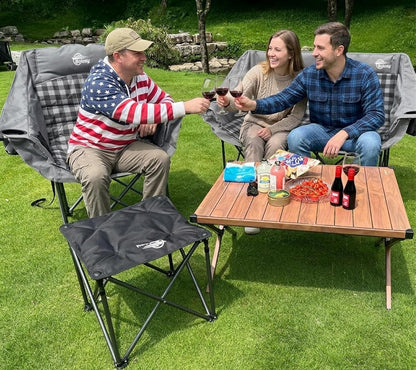 Bolosy Double Camping Chair Oversized Loveseat Heavy Duty 2 Person Camp Chair with Cup Holder Lawn ChairDuo Chair for Camping, Beach, Lawn, Picnics, Fishing, Sports,Supports 650 LBS, Grey