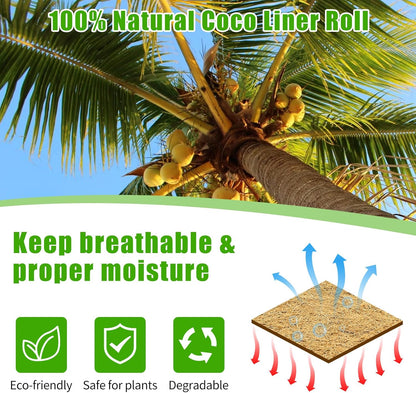 Coco Liner Roll 24x80 Inch, Natural Coconut Liners for Planter Flower Basket, Thick Coco Fiber Mat for Hanging Basket, Garden Decoration, Animal Pet Pads, Reptile Carpet