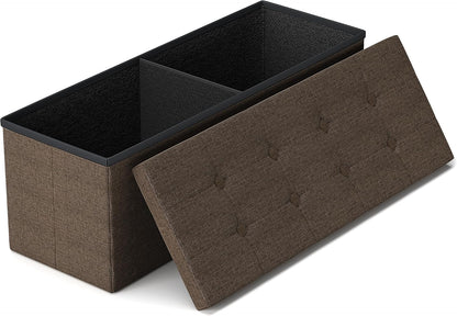 GLAXYFUR 43 Inches Folding Storage Ottoman Bench, Storage Chest, Brown | Ottoman Foot Rest, End of Bed Bench, Load 660 lb, Storage Box for Living Room, Bedroom, Entryway