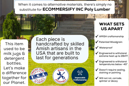 Amish Craftsmanship Made in USA 2FT Heavy Duty Poly Lumber Wood Porch Glider Premium Colors HDPE with No wood fibers Lancaster Series Rollback design 500 lbs Limit With Cupholders Solid-Cedar