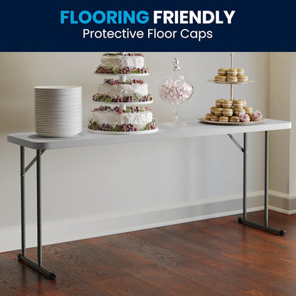 Flash Furniture 6 ft Plastic Folding Training Table, Granite White | Durable Construction, Commercial Use