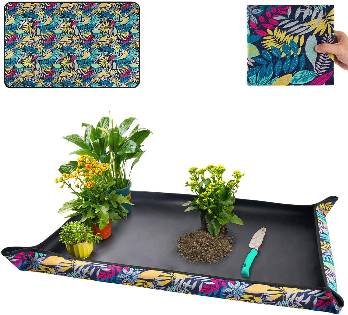 Extra Large Repotting Mat for Indoor Plants Transplanting and Dirt Control, Foldable Waterproof Succulent Potting Mat, Gardening Gifts for Plant Lovers (43.5"x29.5")