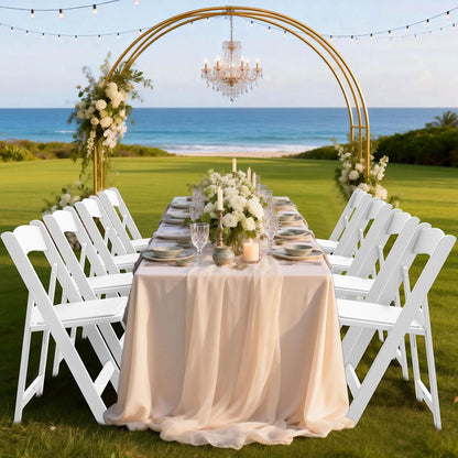 Nazhura Garden and Patio Folding Chair Set of 4 for Events and Wedding, Lightweight with Padded Seat, Water-Proof, Double Braced Frame, Non-Slip Feet, 350LB Capacity (White)