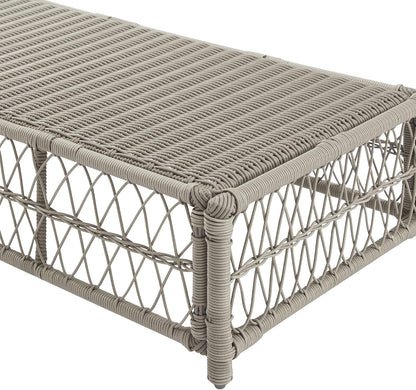 Crosley Furniture Thatcher Wicker Coffee Table and Ottoman Foot Rest for Porch, Deck, Backyard, Driftwood with Creme Cushions