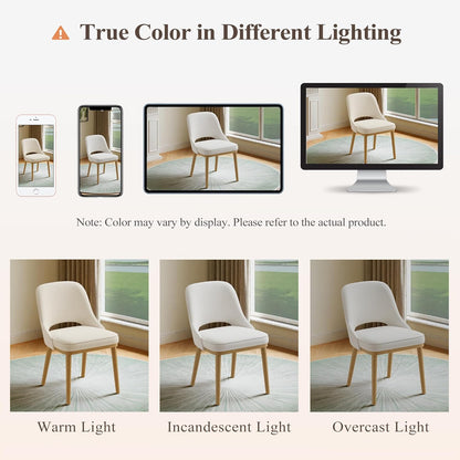 MALOL Wooden Dining Chairs Set of 2, Modern Fabric Upholstered Dining Room Chair, Kitchen Side Chairs, Farmhouse Armless Dinner Chair with Open Back for Kitchen, Beige