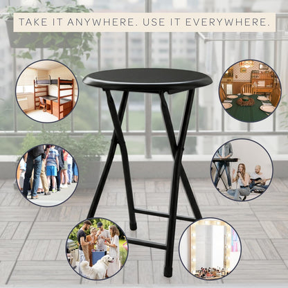 Folding Stool - Portable Backless 18-Inch Stool with 225lb Capacity, Single | Collapsible Counter Bar Stools, Compact Folding Chair, for Kitchen or Rec Room, Camping, Indoor and Outdoor by Lavish Home
