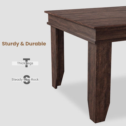 GarveeHome Farmhouse Dining Table for 6-8 People, 71 in Long Kitchen Tables with Wooden Sturdy Frame, 6 ft Large Rectangular Dinner Table for Dining Room, Kitchen, Dark Walnut, 71" Non-extendable