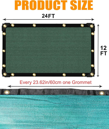 e.share 70% Shade Cloth for Garden, 12 Ft X 24 Ft Sun Shades Outdoor Patio with Grommets for Plant Covers,Porch Screen,Pergola Shade Cover,Greenhouse,Green