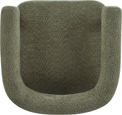Christopher Knight Home Carly Low Profile Accent Chair, Round Backrest Side Chair, Living Room Armchair with Boucle Fabric Cushion,Comfy Reading Chair for Bedroom,Wooden Single Lounge Sofa,Olive Green