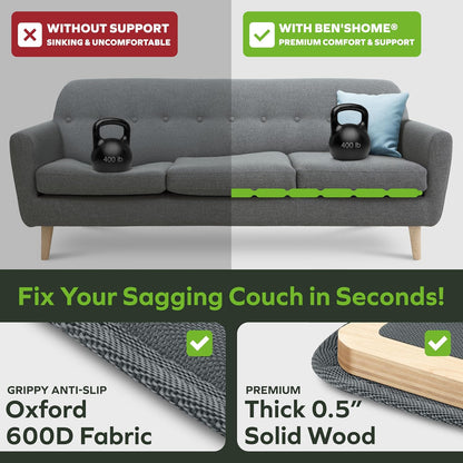 BEN'SHOME® Deep Couch Cushion Support, Fix Sagging Sofas | 68-81" x 30" | Thick 0.5״ Solid Wood Boards Under Cushions with Anti-Slip Fabric to Repair Sagging Sofa Springs, Worn Couches Replacement