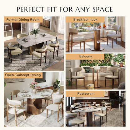 POVISON Modern Dining Chairs Set of 4, Armless PU Leather Dining Chair with PU Cushions and Dark Bronze-Coloured Metal Leg