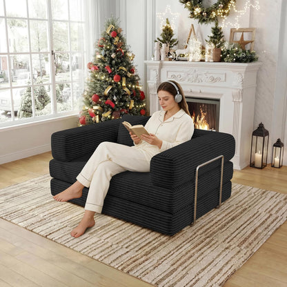 BSHOMGI Convertible Futon Sofa Bed, Couch for Living Room,Modular Futon Couch with Fixed-Shape Frame Corduroy Loveseat Sleeper Sofas with Pull-Out Couches for Small Space Apartment
