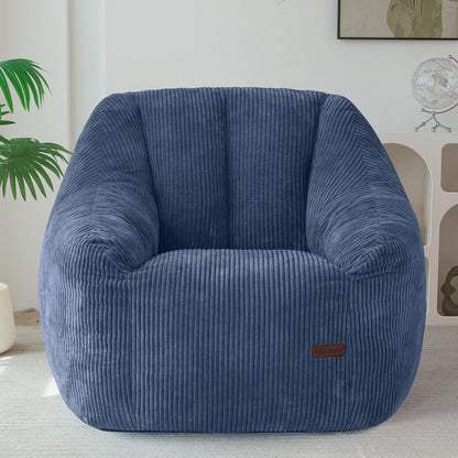 MAXYOYO Bean Bag Chair for Adults, Foam-Filled Floor Sofa for Reading | Bean Bag Chair for Adult with Filler, Cozy Living Room Chair for Bedroom Dorm, Dusty Blue
