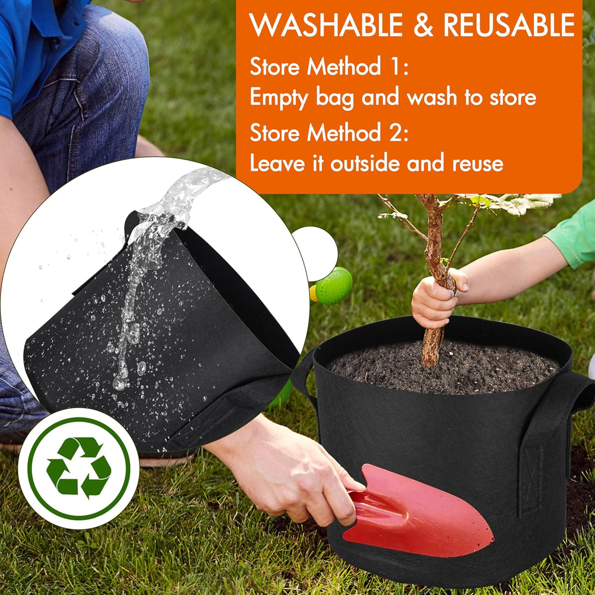 Gardzen 6-Pack 30 Gallon Grow Bags, Aeration Fabric Pots with Handles, Heavy Duty Cloth Pots for Plants