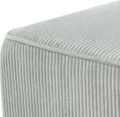 Christopher Knight Home Kyle Corduroy Woven Upholstery Square Ottoman, Living Room Sofa Ottoman with Wood Frame, Comfy Seating Experience with Dense Foam Padding, Non-Marking Foot Caps, Muted Green