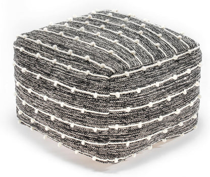 Anji Mountain Pouf Ottoman Foot Rest, Handmade Ottoman Pouf, Comfortable Foot Stool, Decorative Floor Seating for Living Room Decor, Bedroom & Home Décor Accent - Badger