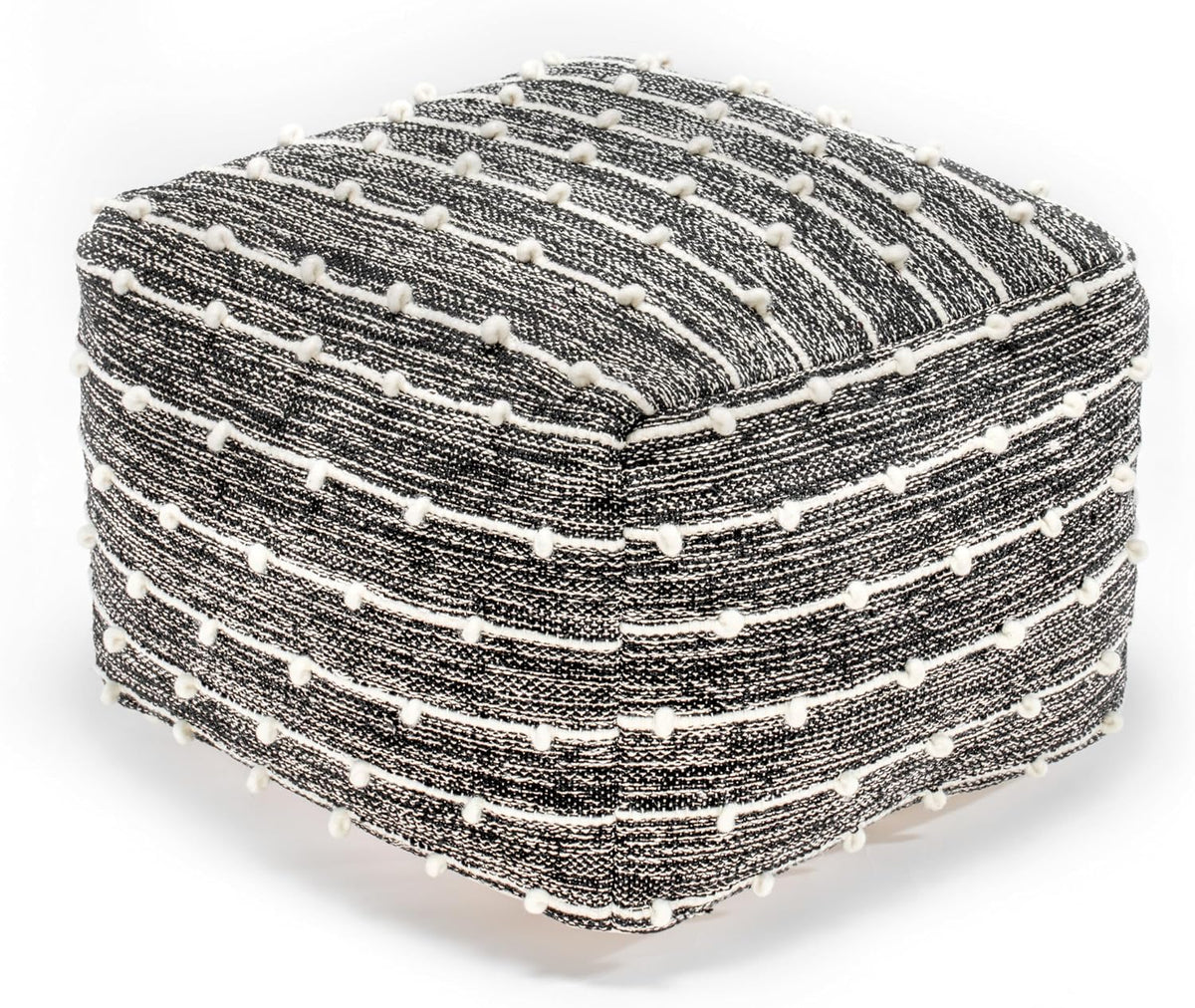 Anji Mountain Pouf Ottoman Foot Rest, Handmade Ottoman Pouf, Comfortable Foot Stool, Decorative Floor Seating for Living Room Decor, Bedroom & Home Décor Accent - Stripes