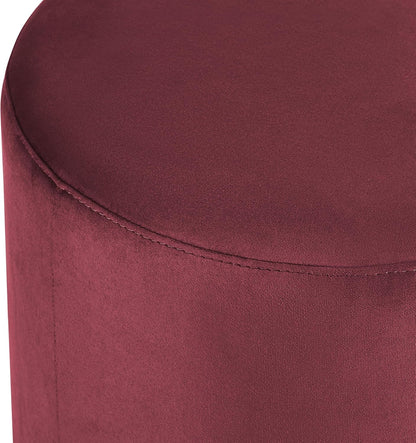 Studio Living® 19” Wentworth Ottoman Round Soft Velvet Bench, Stationary Ottomans, Backless Chair, Footrest for Living Room, Footstool Office, Bedroom, Padded Seat, Plum
