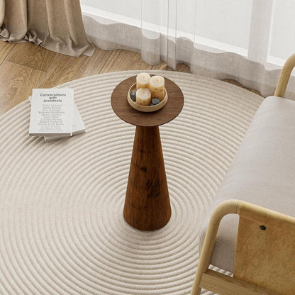 COZAYH Set of 2 22.8-Inch Tall Round Martini End Table, Walnut – Solid Pine Wood Pedestal Accent Drink Stand with Tapered Base – Farmhouse Modern Furniture for Living Room, Bedroom & Small Spaces
