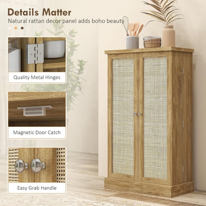 Majnesvon 41" Kitchen Pantry Cabinet,5-Tier Sideboard Buffet Cabinet with Adjustable Shelves & Doors,Freestanding Food Pantry Storage Cupboard for Small Spaces Dining Room (Natural)