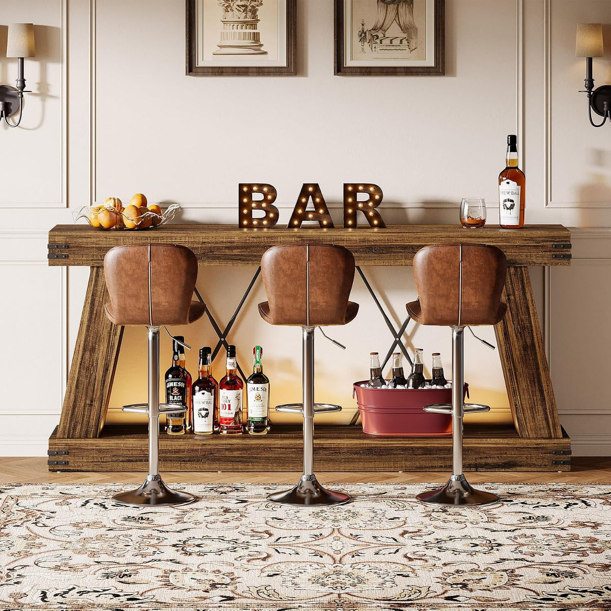 Tribesigns 70.9" Farmhouse Console Table, Long Sofa Table Behind Couch with Storage, Narrow Wooden Console Station, Industrial Rustic Entryway Furniture for Hallway, Entry, Living Room (1, Dark Brown)