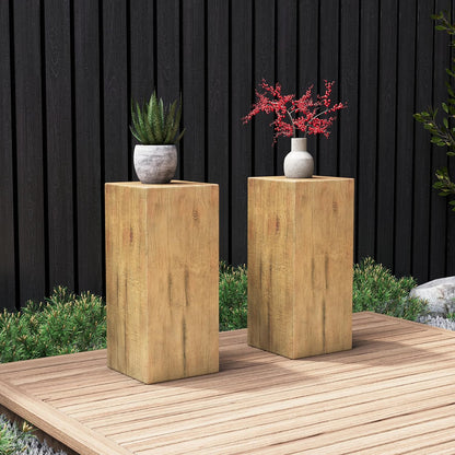 JIJIWANG 33.75" Square Living Room Side Table,Wood-Like Distressed Finish End Table,Decorative Coffee Tables for Indoor Outdoor Usage,Space Saving Furniture,Natural