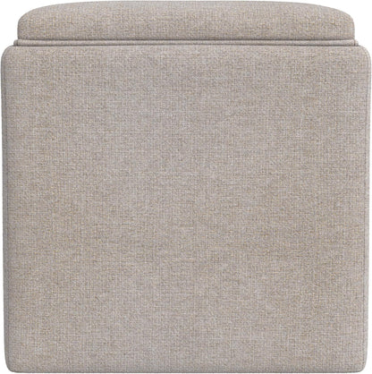 HomePop 17.5" Storage Ottoman with Tray Top - Light Brown Woven