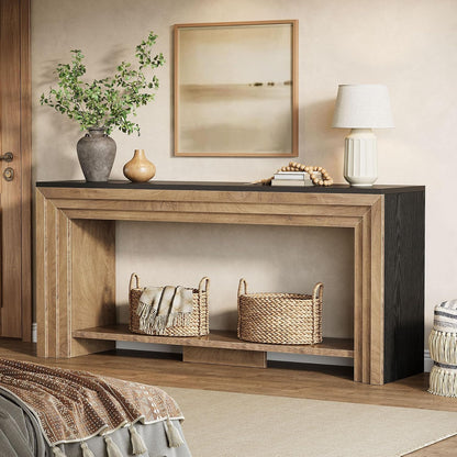 Tribesigns 70.9 Inch Narrow Console Table, Farmhouse 2-Tier Wooden Sofa Table with Storage, Space-Saving Behind Couch Accent Table for Living Room, Entryway, Hallway and Foyer