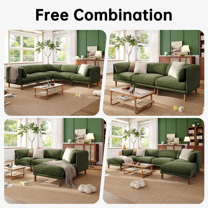 Cloud Sectional Couches for Living Room,Modular Sectional Sofa,Green | Extra Deep 8 Seater,Mid Century Modern Oversized Couches With 2 Ottoman,Solid Wood Leg,Large Sofa for Big Space,Office