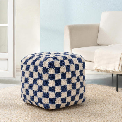Anji Mountain Artisan Crafted Cotton Blend Pouf Ottoman | Versatile Floor Seating & Footstool for Living Room | Modern Boho Home Décor Accent | Filled Pouffe | Soft & Fluffy Ottoman Pouf, Lightweight, Decorative Floor Pouf Seating for Bedroom & Home