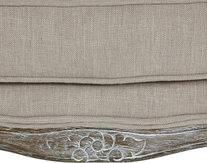 Lexicon Parlier Show Wood Ottoman - Rectangle Ottoman Pouf Foot Rest, Floral Motif, Solid Wood Frame, Feathered Down Filled Cushion, Fully Assembled, 32" L x 25.5" W x 20.5" H, Neutral