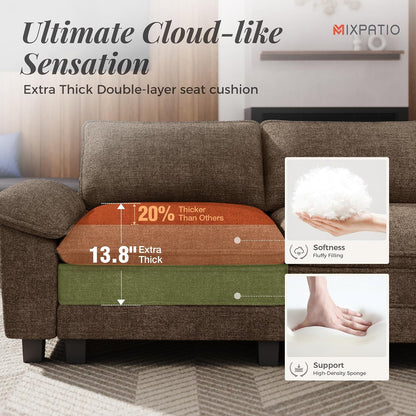 MIXPATIO 124" 4-Seat L Shaped Modular Sectional Sofa,Chenille Taupe | Modern Sectional Couches for Living Room, Wider Armrest and Deep Seat, Comfy Cloud Sofa, Soft Chenille Furniture