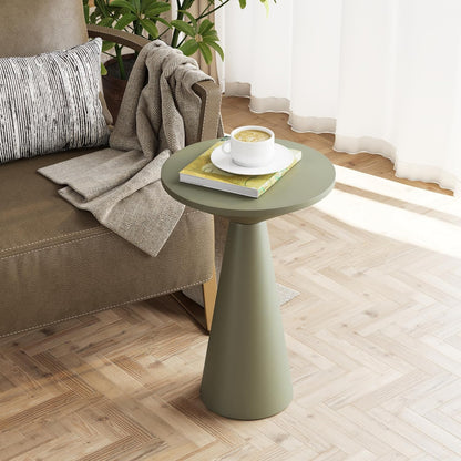 COZAYH Small Pedestal End Table Round Farmhouse Martini Table Wood Plant Stand Rustic Drink Table for Small Space Living Room, Sage Green