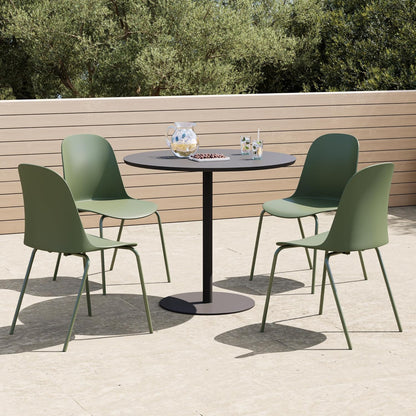KISLOT Dining Chairs Set of 4, Plastic Outdoor Dining Room Chairs with Metal Legs, PP Anti-UV Stackable Patio Chairs with Ergonomic Back for Kitchen Swimming Pool, Easy Assembly, Green