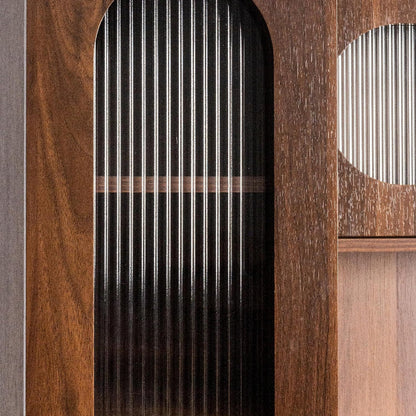 Pantry Cabinet, 71" Kitchen Buffet Hutch with Fluted Glass & Pull-Out | Fluted glass doors, pull-out shelf & deep drawer make this hutch perfect for kitchen, dining room & coffee bar organizing