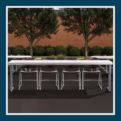 OEF Furnishings OEFBT-SEM1896 Commercial-Grade Premium Industrial Seminar Folding Table with Thick Blow-Molded Top and 16-Gauge Cantilever Steel Legs (Seminar, 18" × 96", Speckled Gray Top)
