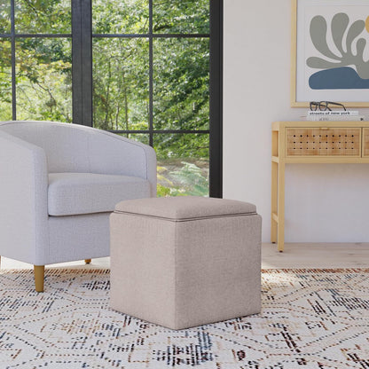 HomePop 17.5" Storage Ottoman with Tray Top - Light Brown Woven