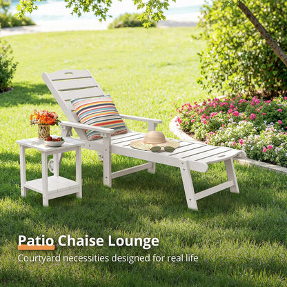 LUE BONA Outdoor Chaise Lounge, 5‑Position, 2‑Pack, White