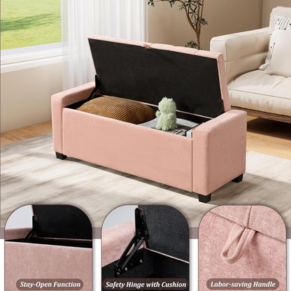 Royal Windsor Ottoman with Storage,Tufted Storage Bench with Safety Hinge,Holds up to 350 lb,Upholstered Bench with Seating for Bedroom, Living Room,Entryway,Pink