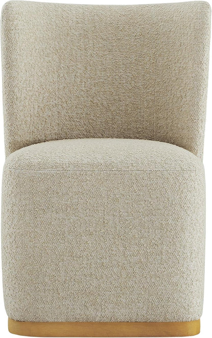 CHITA Upholstered Rolling Dining Chair with Casters Set of 4, Oatmeal | FSC Certified Modern Fabric Dining Chair with Casters, Boucle Dining Chairs for Reading Room Kitchen Dining Room